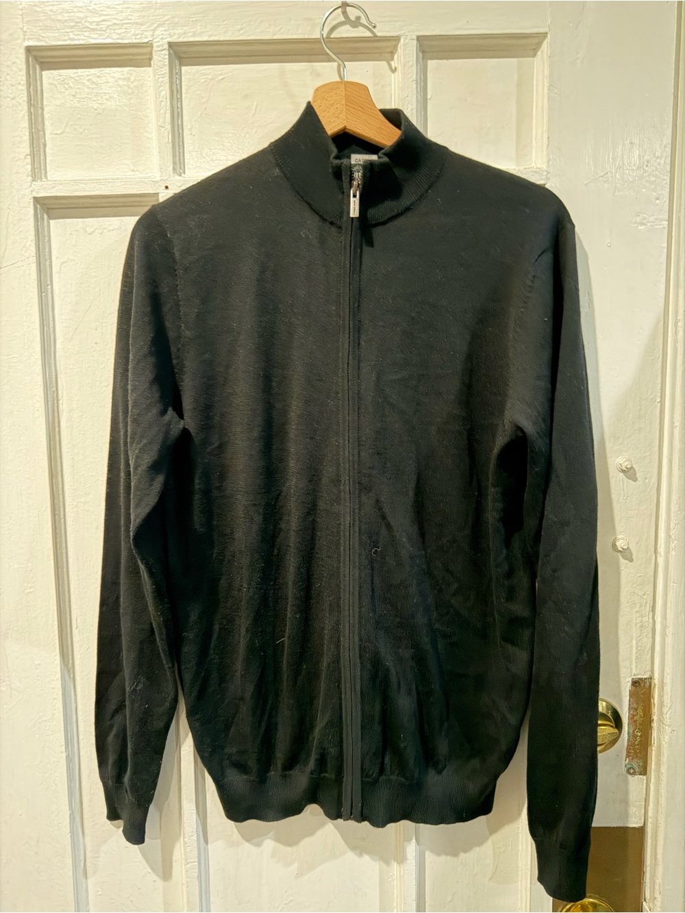 Men's Black Full-Zip Mock Neck Sweater